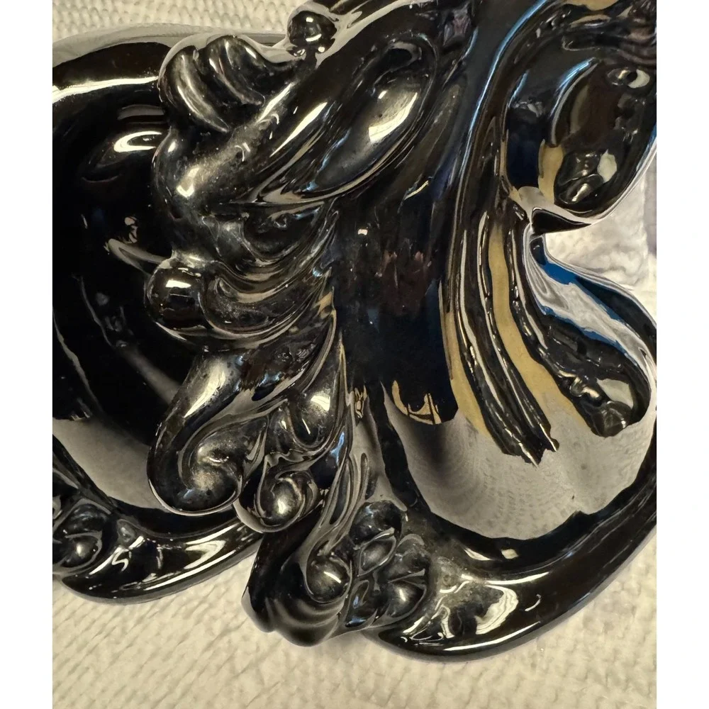 Vintage Pair High Shine Glazed Black Stallion Horse Head Bookends Sculptures